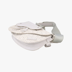 Pre-owned Christian Dior Saddle White Jacquard × Leather shoulderbag | stylenewstar