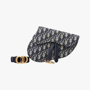Secondhand Christian Dior Saddle Navy Jacquard×Leather bum bag/waist bag | stylenewstar