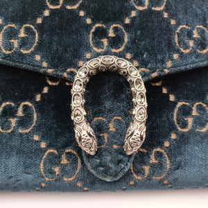 Pre-owned Gucci Dionysus Blue velour 401231 shoulderbag | stylenewstar