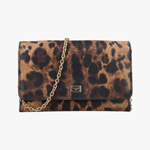 Pre-owned Dolce & Gabbana Dauphine Leopard Brown Coated Canvas shoulderbag | stylenewstar