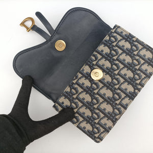 Pre-owned Christian Dior Saddle Gray×Navy×Black Jacquard bum bag/waist bag | stylenewstar