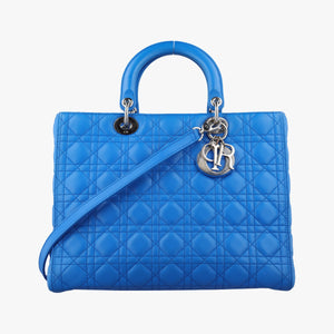Pre-owned Christian Dior Lady Dior Blue lambskin shoulderbag | stylenewstar