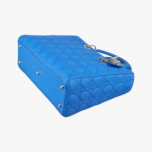 Pre-owned Christian Dior Lady Dior Blue lambskin shoulderbag | stylenewstar
