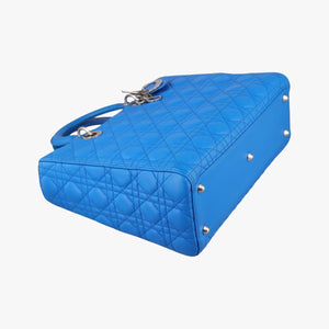 Pre-owned Christian Dior Lady Dior Blue lambskin shoulderbag | stylenewstar