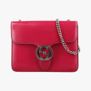 Pre-owned Gucci Interlocking G Red Patent Leather 387609 shoulderbag | stylenewstar