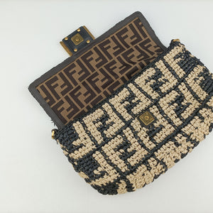 Pre-owned Fendi BAGUETTE Multicolour straw 8BR600 shoulderbag | stylenewstar