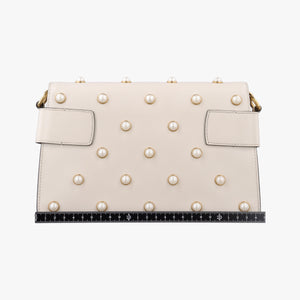 Pre-owned Gucci Broadway Pearl Bee White Leather 453778 shoulderbag | stylenewstar