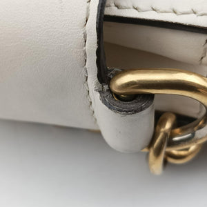 Pre-owned Gucci Broadway Pearl Bee White Leather 453778 shoulderbag | stylenewstar