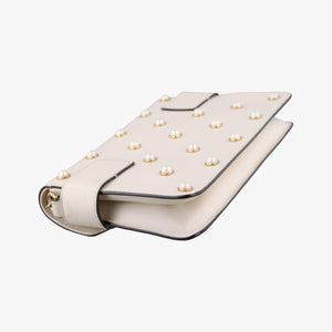 Pre-owned Gucci Broadway Pearl Bee White Leather 453778 shoulderbag | stylenewstar