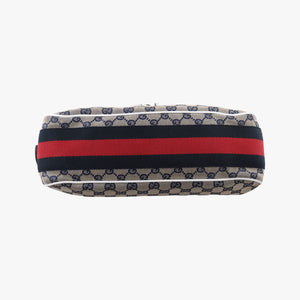 Vintage Gucci Heritage Horsebit Hobo White×Navy x beige canvas×leather 247604 shoulderbag | stylenewstar