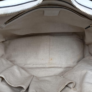 Vintage Gucci Heritage Horsebit Hobo White×Navy x beige canvas×leather 247604 shoulderbag | stylenewstar