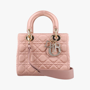 Pre-owned Christian Dior Lady Dior Pink Cannage Satin shoulderbag | stylenewstar