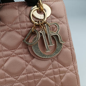Pre-owned Christian Dior Lady Dior Pink Cannage Satin shoulderbag | stylenewstar