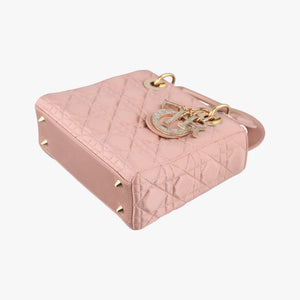 Pre-owned Christian Dior Lady Dior Pink Cannage Satin shoulderbag | stylenewstar