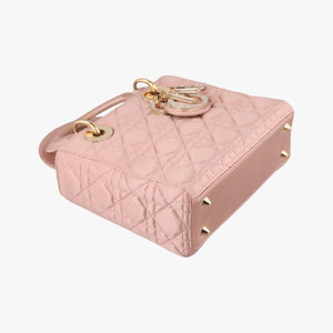 Pre-owned Christian Dior Lady Dior Pink Cannage Satin shoulderbag | stylenewstar