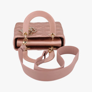 Pre-owned Christian Dior Lady Dior Pink Cannage Satin shoulderbag | stylenewstar