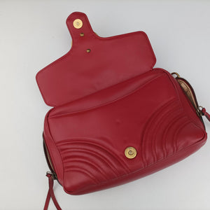 Pre-owned Gucci GG Marmont Red Leather 498100 shoulderbag | stylenewstar
