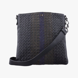 Vintage Bottega Veneta Intrecciato Dark Gray × Blue lambskin shoulderbag | stylenewstar