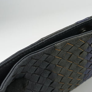 Vintage Bottega Veneta Intrecciato Dark Gray × Blue lambskin shoulderbag | stylenewstar