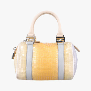 Pre-owned Fendi Zucchino Glitter Logo Yellow×Multicolour sequins 8BL071 handbag | stylenewstar