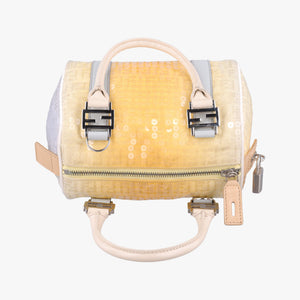 Pre-owned Fendi Zucchino Glitter Logo Yellow×Multicolour sequins 8BL071 handbag | stylenewstar