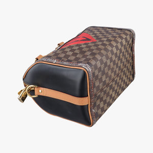 Pre-owned Louis Vuitton Time Trunk Speedy Bandouliere 25 Damier Ebene × Rouge Transformed Damier Canvas M52249 shoulderbag | stylenewstar