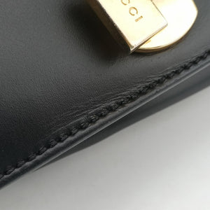 Pre-owned Gucci Sylvie Black×red×green Leather 431666 shoulderbag | stylenewstar