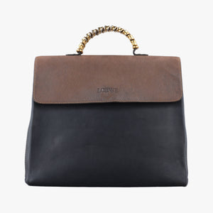 Vintage Loewe Velazquez Brown × Black Calfskin handbag | stylenewstar