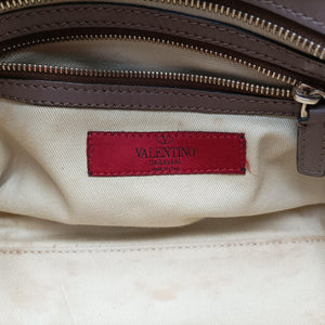 Pre-owned Valentino Rockstud Orange × Gray Leather shoulderbag | stylenewstar
