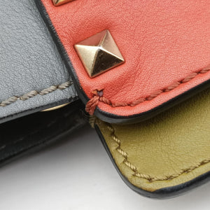 Pre-owned Valentino Rockstud Orange × Gray Leather shoulderbag | stylenewstar