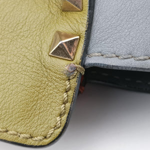 Pre-owned Valentino Rockstud Orange × Gray Leather shoulderbag | stylenewstar