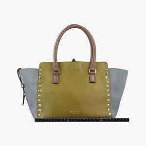 Pre-owned Valentino Rockstud Orange × Gray Leather shoulderbag | stylenewstar