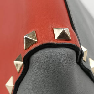 Pre-owned Valentino Rockstud Orange × Gray Leather shoulderbag | stylenewstar