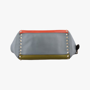 Pre-owned Valentino Rockstud Orange × Gray Leather shoulderbag | stylenewstar