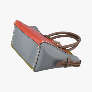 Pre-owned Valentino Rockstud Orange × Gray Leather shoulderbag | stylenewstar