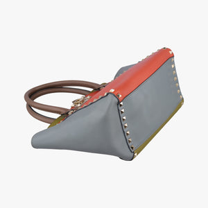 Pre-owned Valentino Rockstud Orange × Gray Leather shoulderbag | stylenewstar