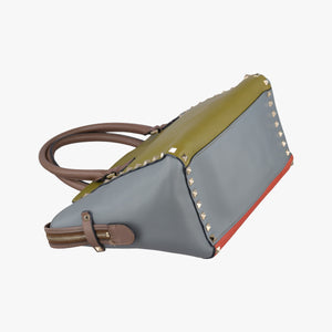 Pre-owned Valentino Rockstud Orange × Gray Leather shoulderbag | stylenewstar