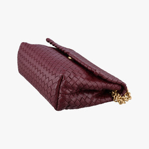Pre-owned Bottega Veneta Intrecciato Olimpia Burgundy lambskin shoulderbag | stylenewstar