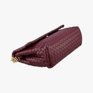 Pre-owned Bottega Veneta Intrecciato Olimpia Burgundy lambskin shoulderbag | stylenewstar