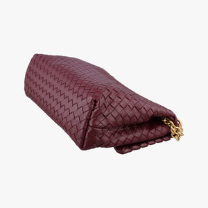 Pre-owned Bottega Veneta Intrecciato Olimpia Burgundy lambskin shoulderbag | stylenewstar