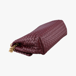 Pre-owned Bottega Veneta Intrecciato Olimpia Burgundy lambskin shoulderbag | stylenewstar