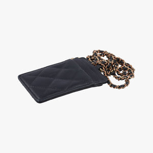 Pre-owned Chanel CC Logo Matelasse Card Case Black lambskin AP0711 shoulderbag | stylenewstar