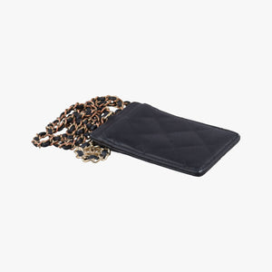 Pre-owned Chanel CC Logo Matelasse Card Case Black lambskin AP0711 shoulderbag | stylenewstar