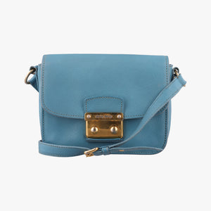 Pre-owned Miu Miu Push-Lock Flap Blue Leather shoulderbag | stylenewstar