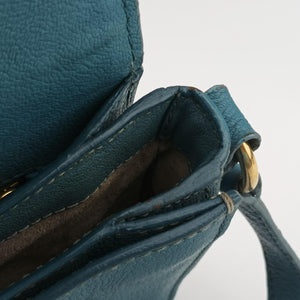 Pre-owned Miu Miu Push-Lock Flap Blue Leather shoulderbag | stylenewstar