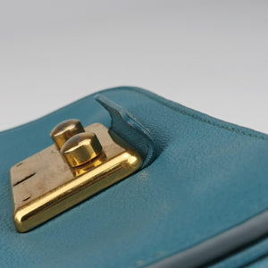 Pre-owned Miu Miu Push-Lock Flap Blue Leather shoulderbag | stylenewstar