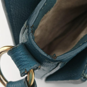 Pre-owned Miu Miu Push-Lock Flap Blue Leather shoulderbag | stylenewstar