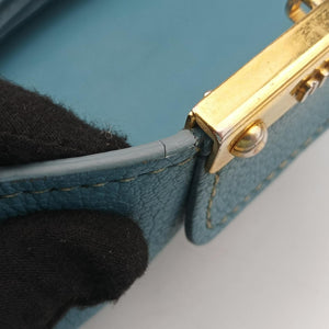 Pre-owned Miu Miu Push-Lock Flap Blue Leather shoulderbag | stylenewstar