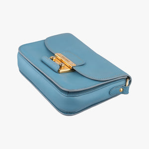 Pre-owned Miu Miu Push-Lock Flap Blue Leather shoulderbag | stylenewstar