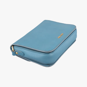 Pre-owned Miu Miu Push-Lock Flap Blue Leather shoulderbag | stylenewstar